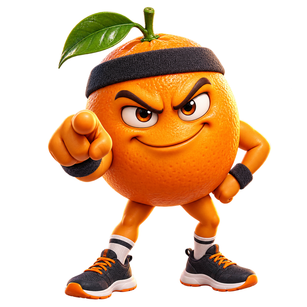 Orange, the brutally honest Fruit Captain coach